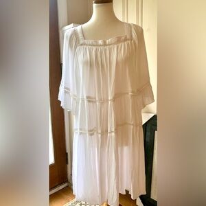 PLAYA LUCILA GUAZE TIERED DRESS WHITE RESORTWEAR SUMMER LARGE